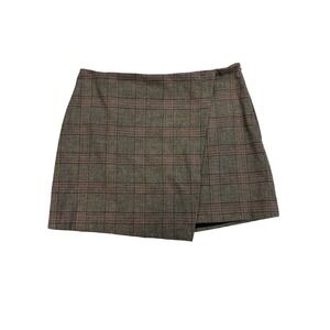 Old Navy Women's Large Brown Plaid Preppy Academia Wrapped Skirt Schoolgirl Y2K